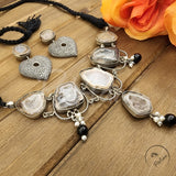 Baishali German Silver with Druzy Stone Necklace Set