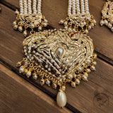 Aramoli Jadau Long Mala  with Semi Precious Pearls