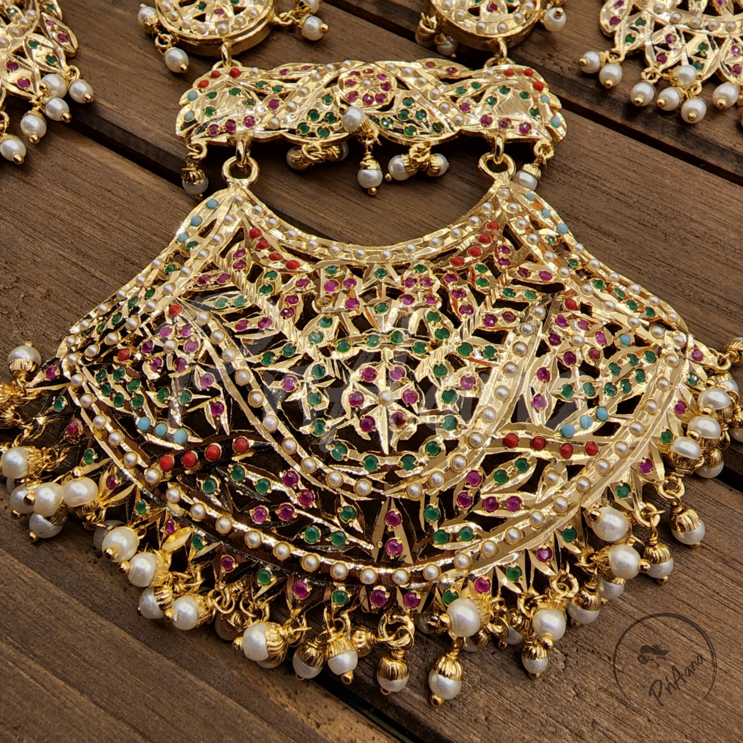 Devshree Jadau Long Mala  with Semi Precious Pearls