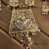 Aashka Jadau Long Mala  with Semi Precious Pearls