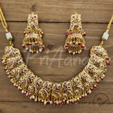 Aathmika Jadau Necklace Set  with Semi Precious Pearls