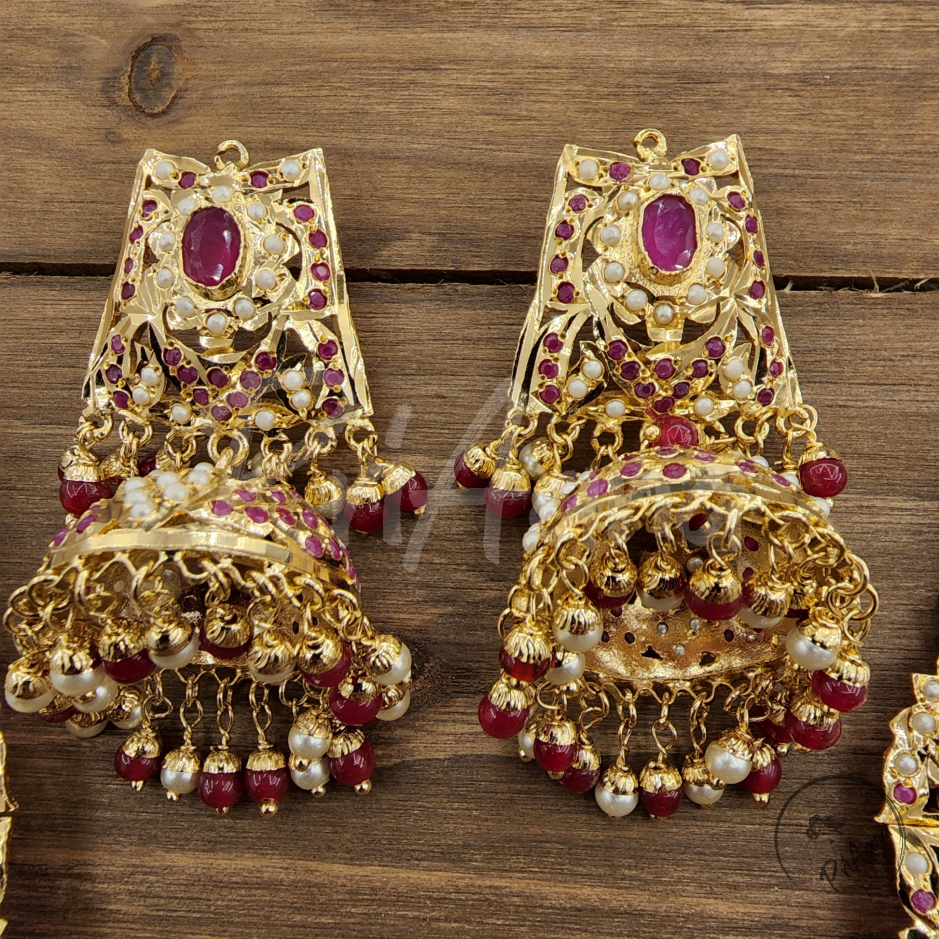 Bimbi Jadau Necklace Set  with Semi Precious Pearls