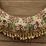 Aaditri Jadau Necklace Set  with Semi Precious Pearls