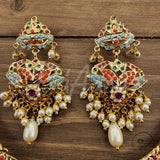 Divita Jadau Necklace Set  with Semi Precious Pearls