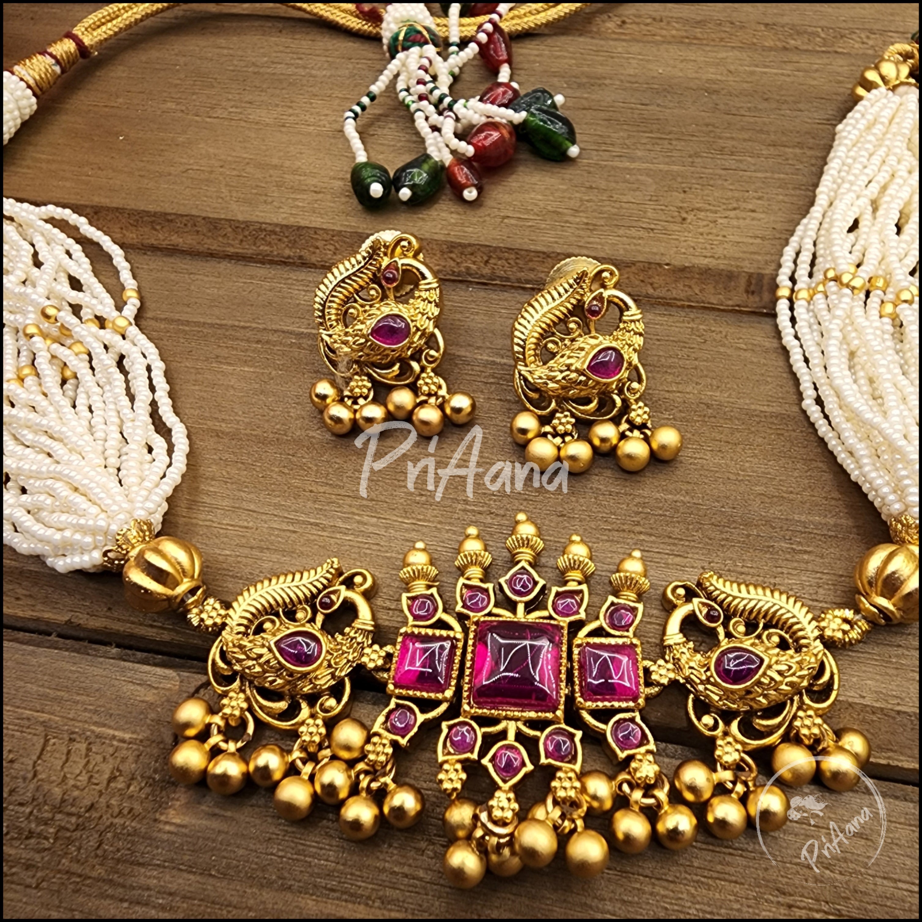 Asmi Temple Jewelry Kemp Stone Choker Set