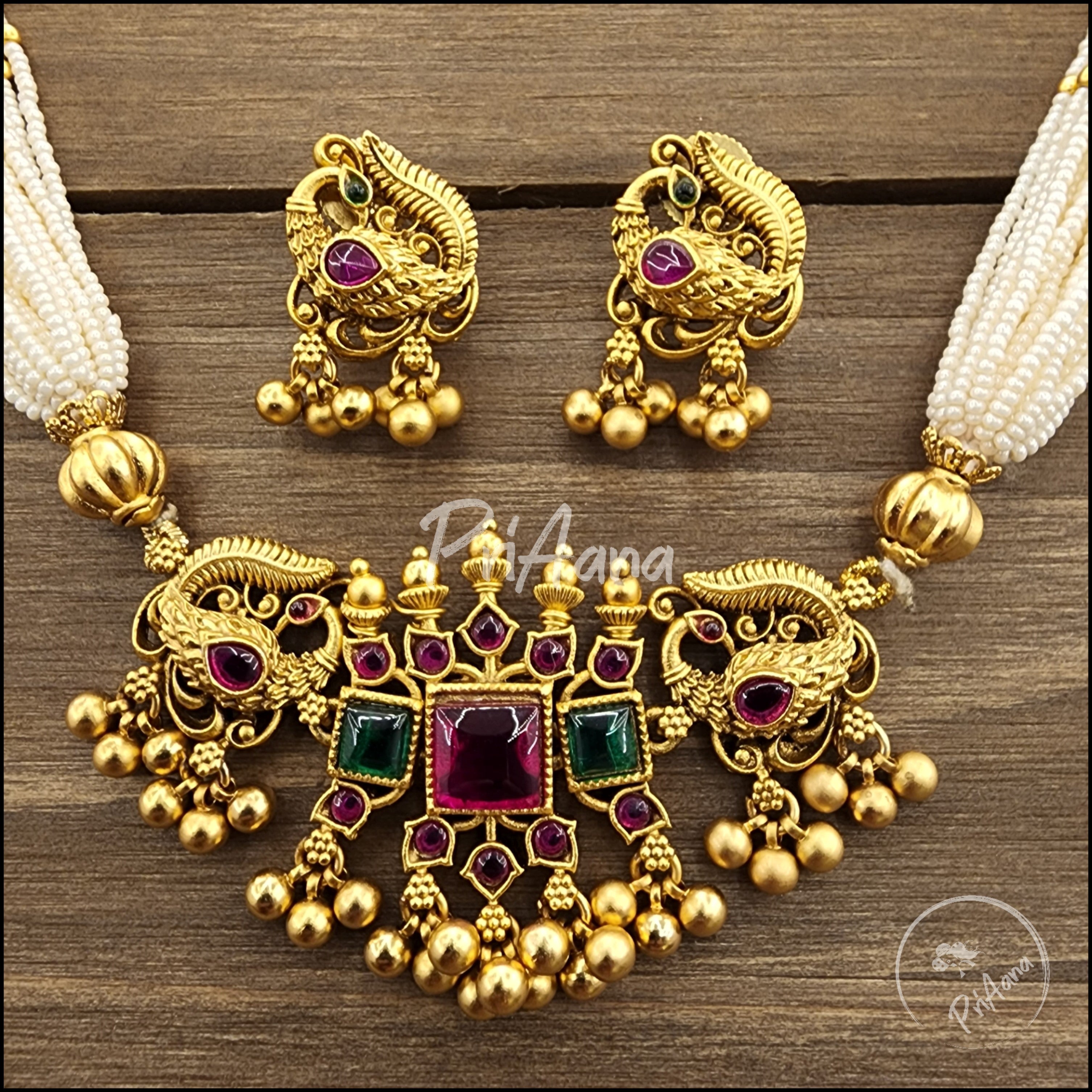 Chandani Temple Jewelry Kemp Stone Choker Set
