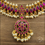 Devahuti Temple Jewelry Kemp Stone Necklace Set (Reversible)