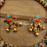 Baijayanti Temple Jewelry Kemp Stone Necklace Set