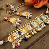 Dridha Tyaani Inspired Kundan with Natural Carved Stone Choker Set
