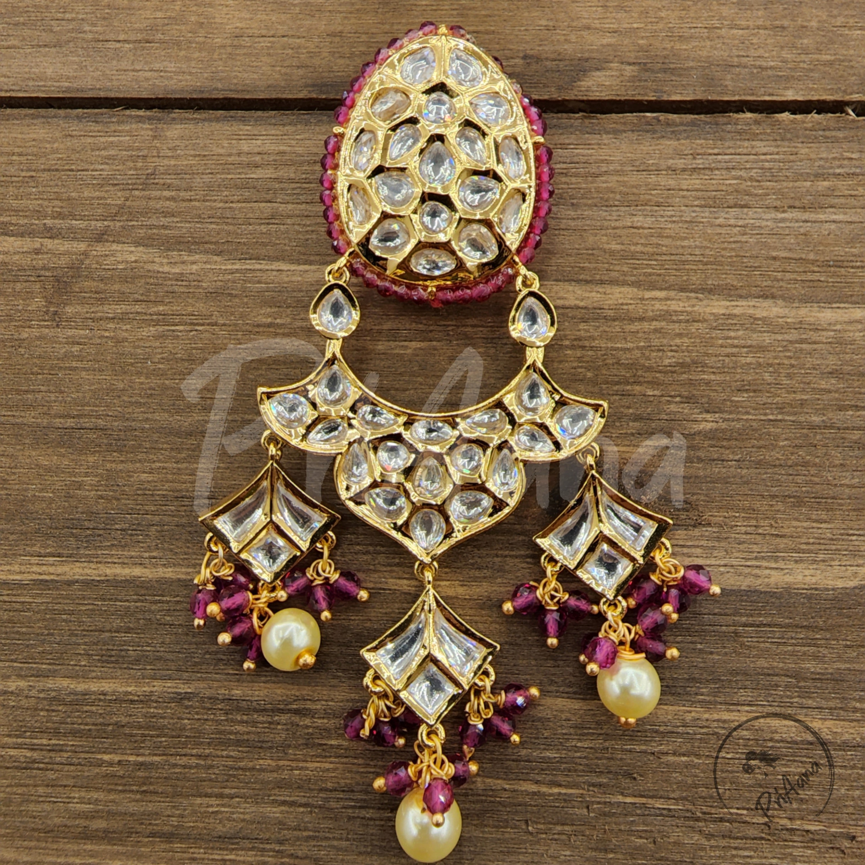 Chaturya Tyaani Inspired Kundan with Silver Foiled Kundan Earrings