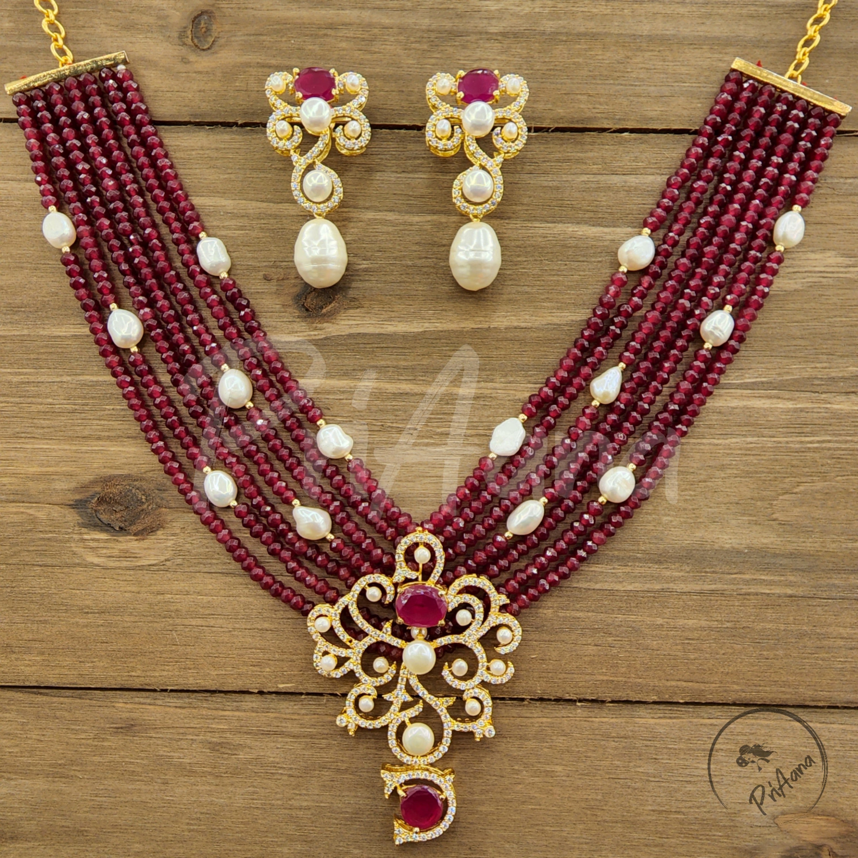 Aarashi Tyaani Inspired Kundan with CZ Necklace Set