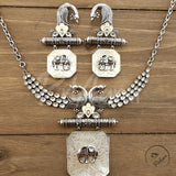 Drsika Amrapali Inspired Kundan with Natural Carved Stone Necklace Set