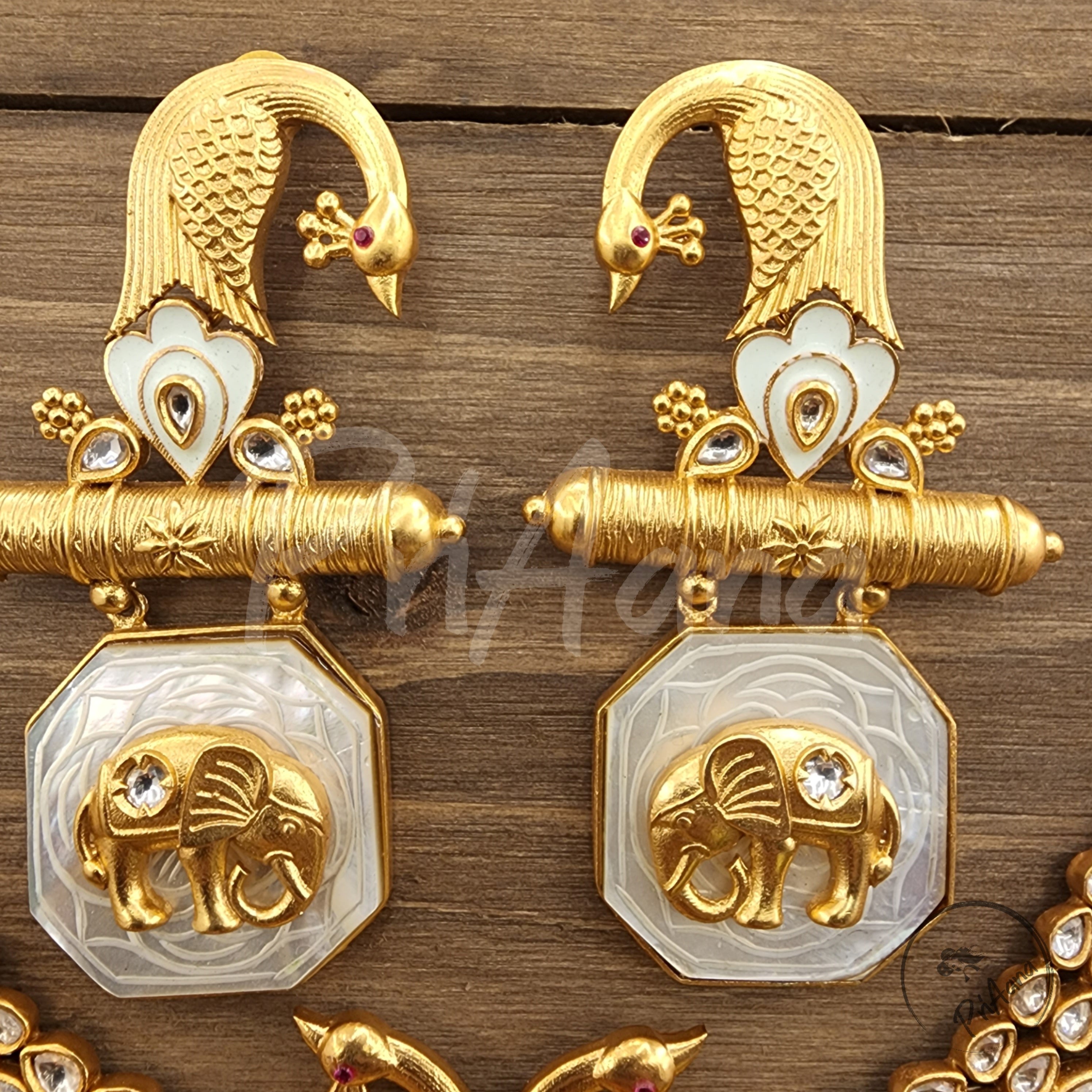 Abhilasa Amrapali Inspired Kundan with Natural Carved Stone Necklace Set