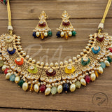 Alisa Tyaani Inspired Kundan with Natural Carved Stone Necklace Set