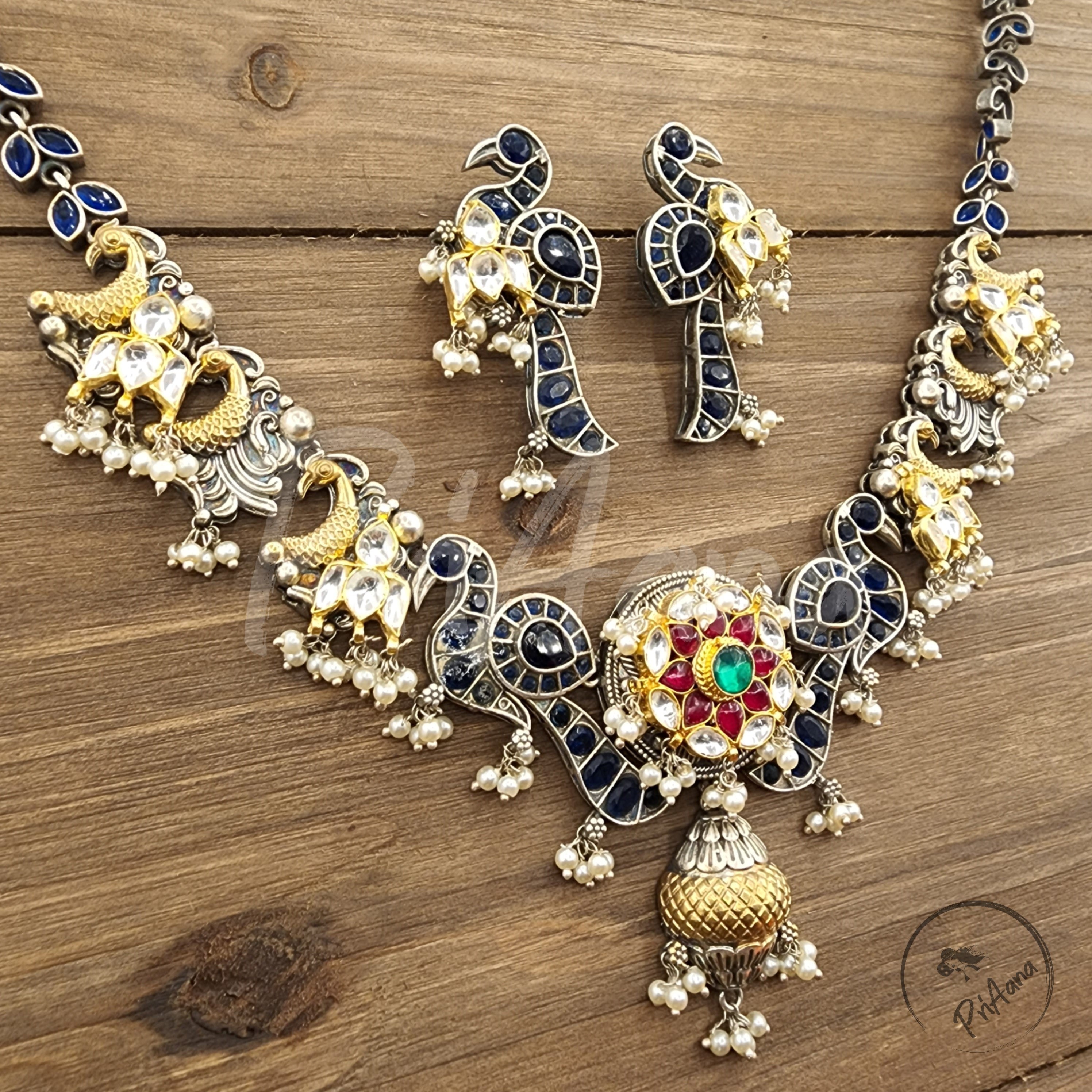 Chintana Pachi Kundan Necklace Set