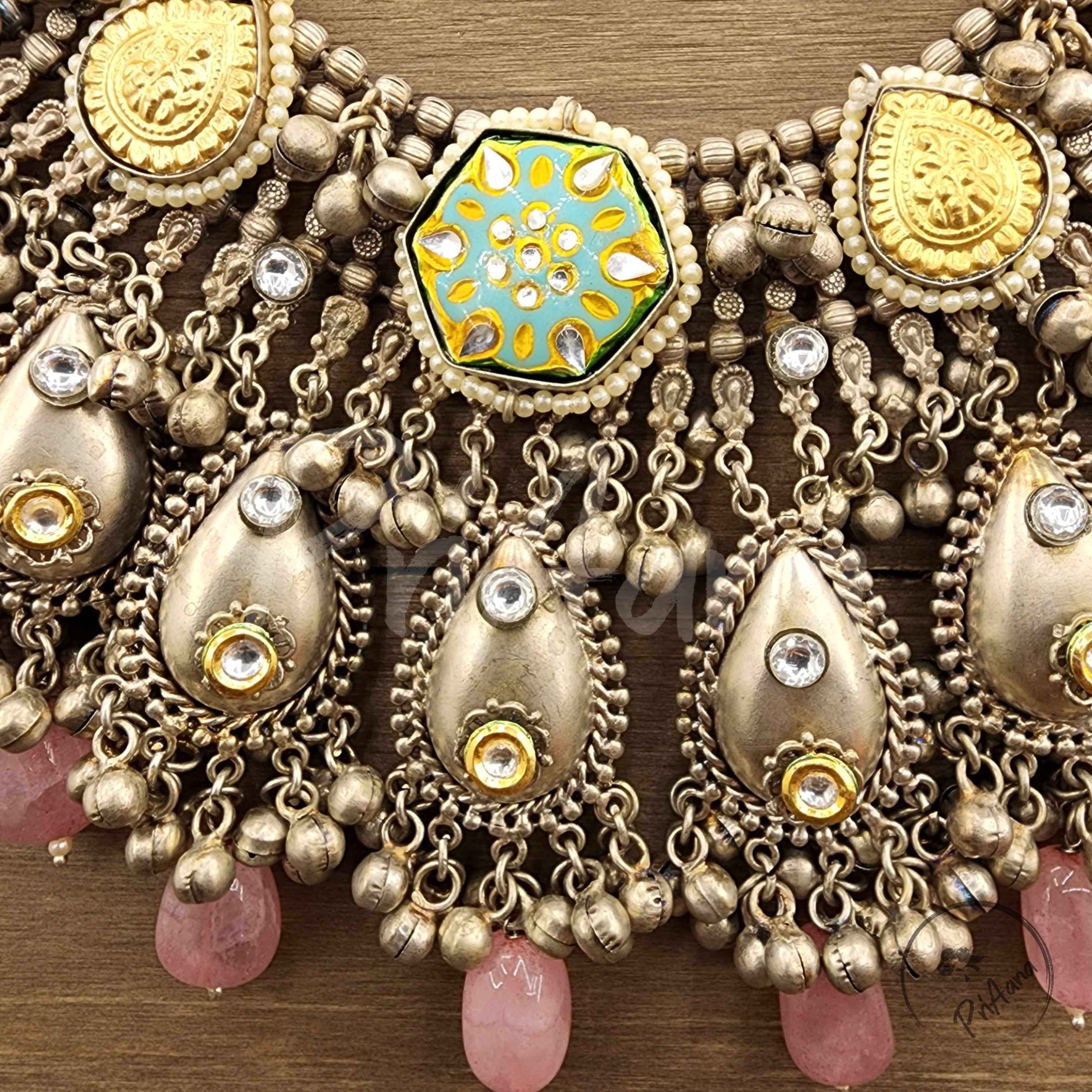 Ahuka Pachi Kundan with Meenakari Necklace Set